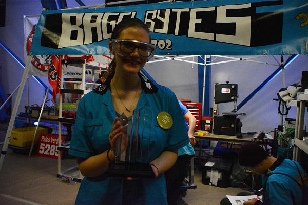 FIRST® Robotics - Karen with regional award