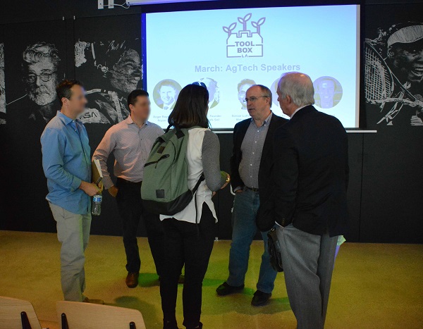 attendees talk with speakers after ToolBox LA