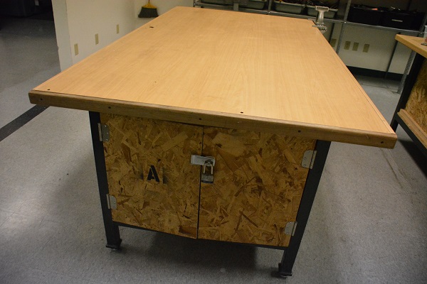 table/storage space made from a wooden door