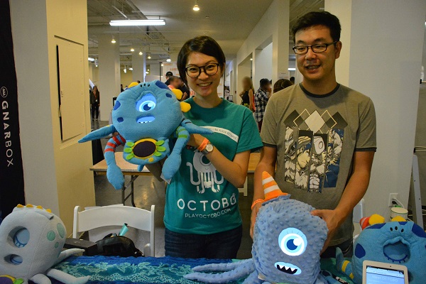 Yuting Su displays her Octobo sensor-equipped plush octopus at TechDay LA 2017.