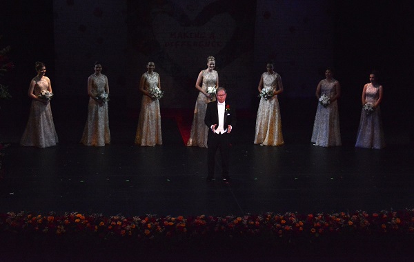 Tournament of Roses® President Lance Tibbet with Royal Court onstage