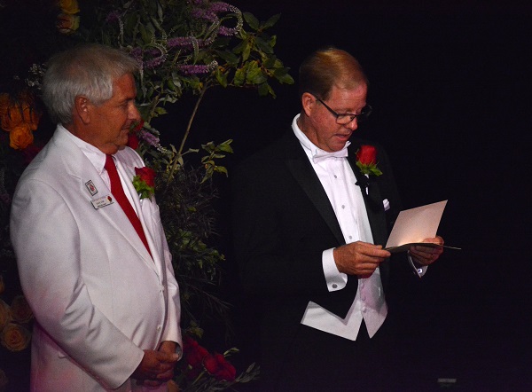 Tournament of Roses® President Lance Tibbet reads the name of the new Rose Queen®