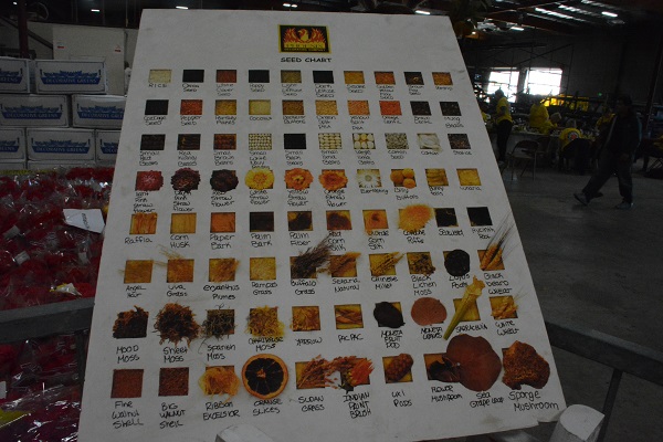 seed chart with different types of dried materials for use on Rose Parade floats