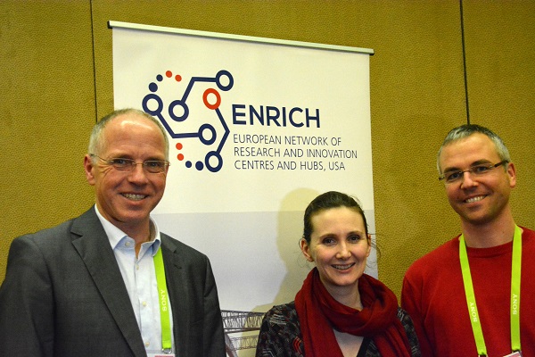 Raimun Brochler, Blandine Chantepie_kari and Robert Langer in front of the ENRICH sign