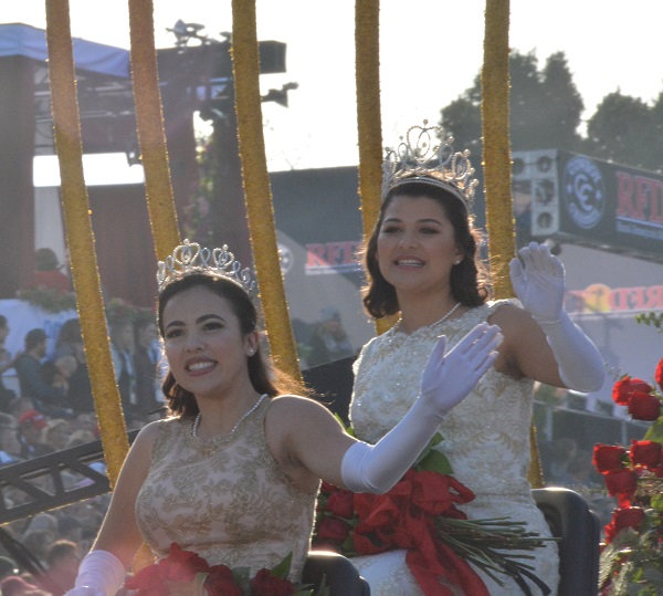 100th Rose Queen Isabella Marie Marez waves from Royal Court float during Pasadena's 129th Rose Parade