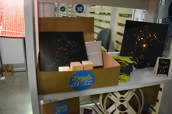 "Star Light" maker kit with drilled holes and LED lights on display at CES