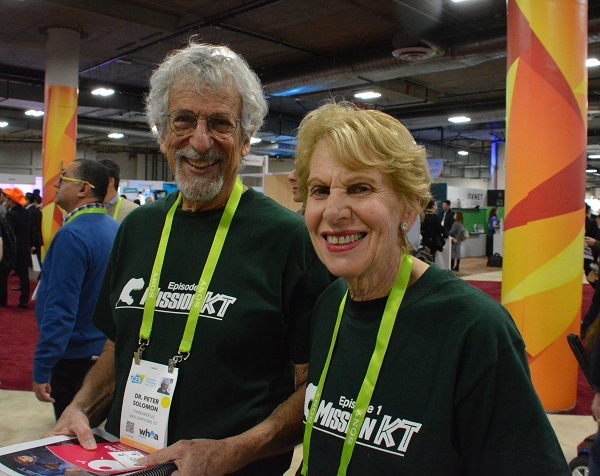 Peter and Sally Solomon, creators of TheBeamer, at CES 2018's Eureka Park.