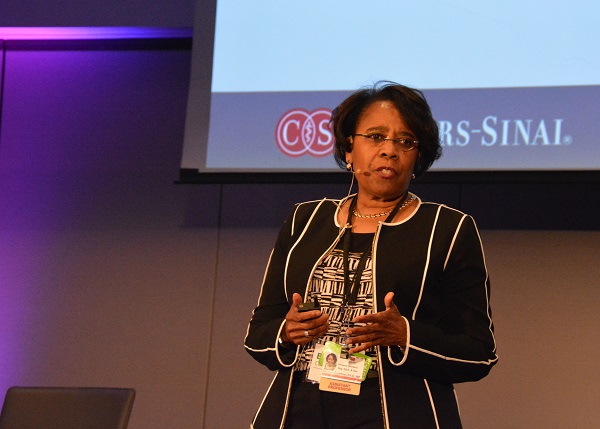 Dr. Bernice Coleman addresses the audience during Cedars-Sinai's "Medical Virtual Reality" conference