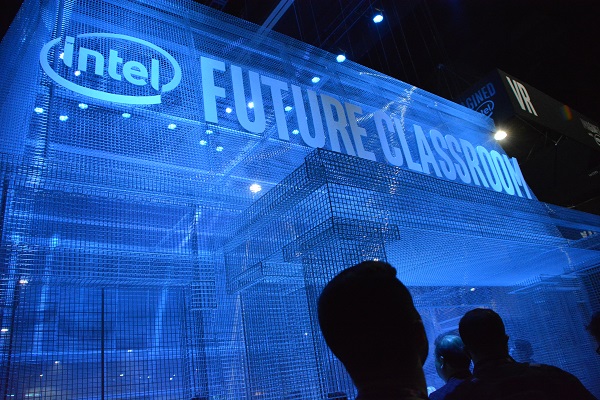 Attendees profiled outside Intel Future Classroom at VRLA 2018