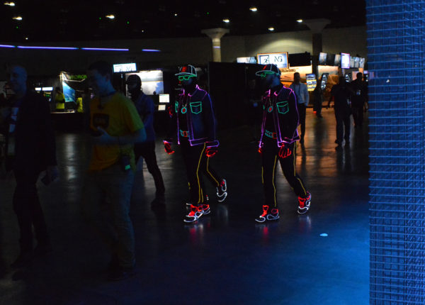 Daners in lightup LED wearables on VRLA 2018 expo floor