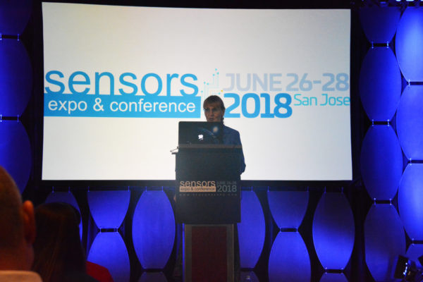 Dr. Carol Stoker, of NASA, delivers a keynote speech at Sensors 2018.