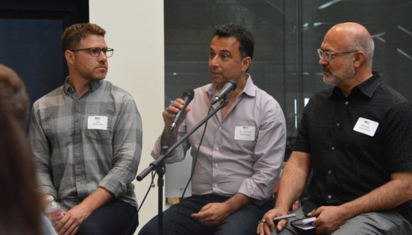 Dr Daniel Nazarian asks PlantOptics team a question during "Demo Day"