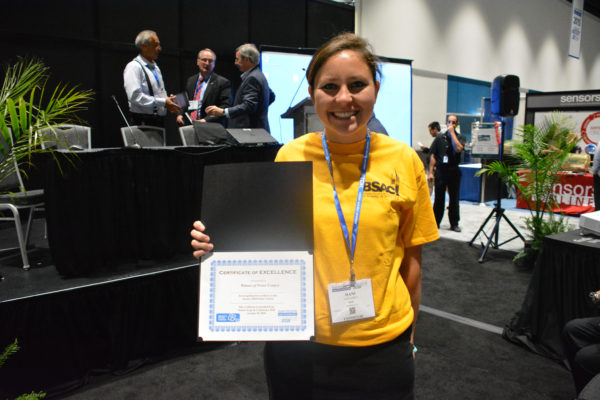 Hani Gomez with her award certificate during Sensors 2018