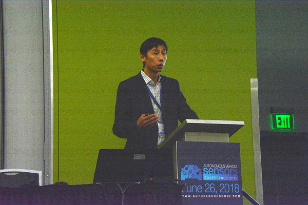 Jake Li of Hamamatsu Corporation speaks during Autonomous Vehicle Sensors Conference 2018