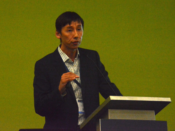 closeup of Jake Li of Hamamatsu Corporation during Autonomous Vehicle Sensors Conference 2018