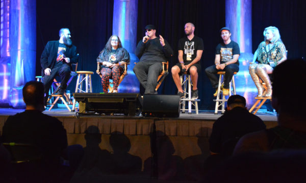 Jon Schnitzer hosts panel with guests Shar Mayer, Donald Julson, Josh Randall, Alexander Burke and Jessica Cameron at ScareLA™ 2018