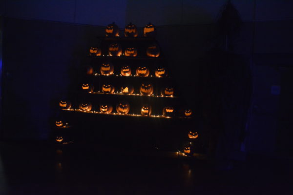 Pyramid of lighted pumpkins at ScareLA 2018