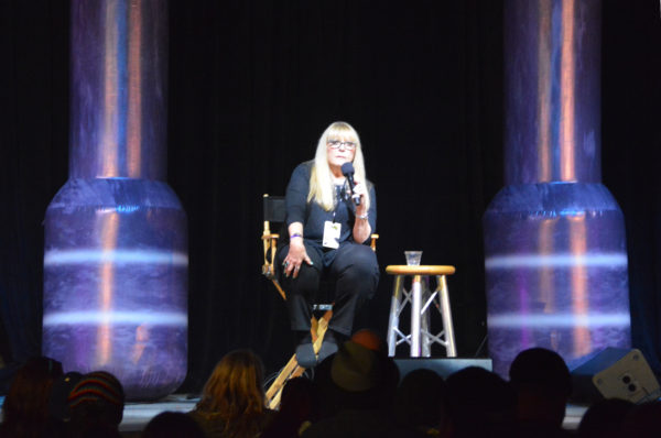 Makeup artist Ve Neill onstage for her presentation at ScareLA™ 2018