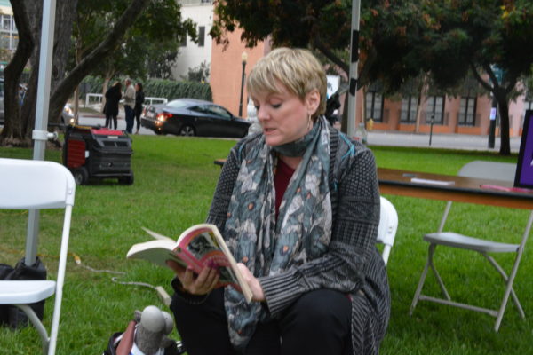 Alison Arngrim reads from her book during SGV Pride 2018