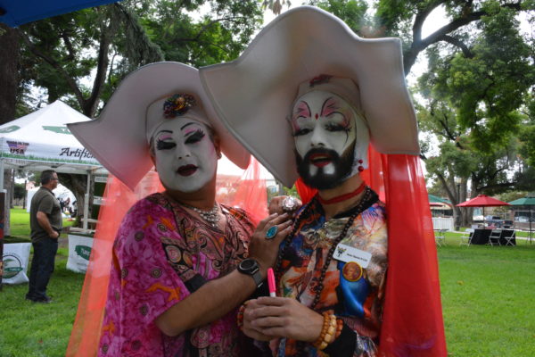 Sisters of Perpetual Indulgence Harley D Lite and Kumonawanna Leiya at their booth at SGV Pride 2018