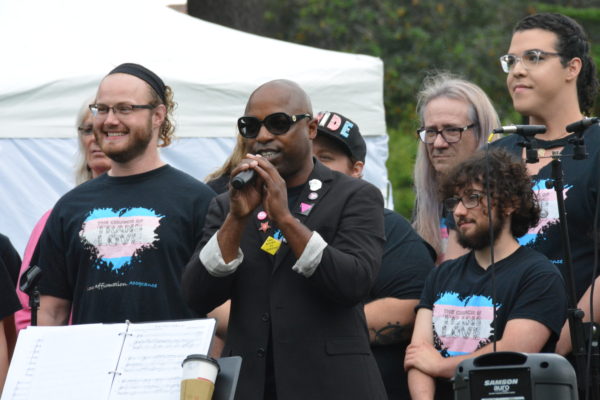 Artistic Director Abdullah Hall sings withTrans Chorus of Los Angeles at SGV Pride 2018