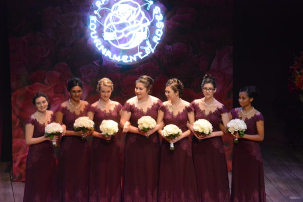The seven members of the 2019 Royal Court await the announcemnt of the new Rose Queen