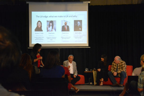 Kriztina Holly with three panelists during Toolbox L.A. Grand Opening