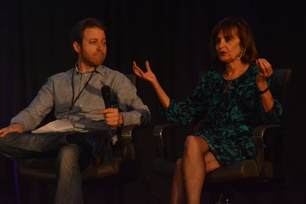 Denise Silber asks a question as Mark Holden listens during Patient Panel at Virtual Medicine 2019