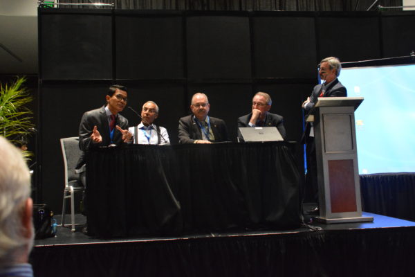 Roger listens to an answer from his 2018 "Future of Engineering Education" panel at Sensors Expo and Conference