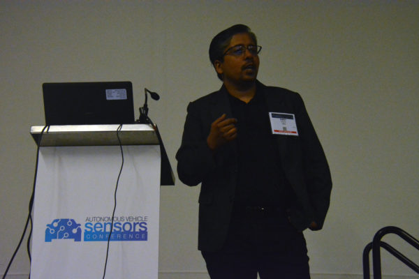 Dr Sinha at the oodium of Autonomous Vehicles Sensors conference