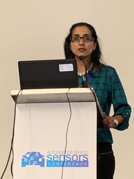 Radhika Arora at Autonomous Vehicles Sensors lectern