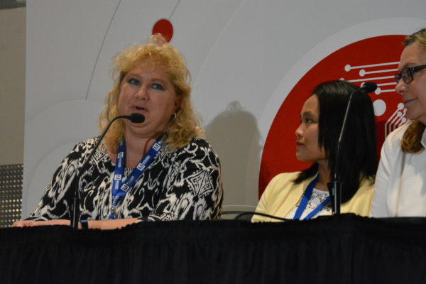 Marlena replies to a question as Jocelyn and Melanie listen