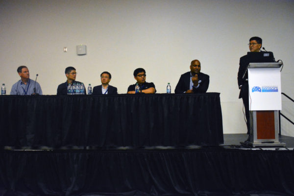 Will Tu with his four-person LIDAR panel during Day One of Sensors Expo and Conference