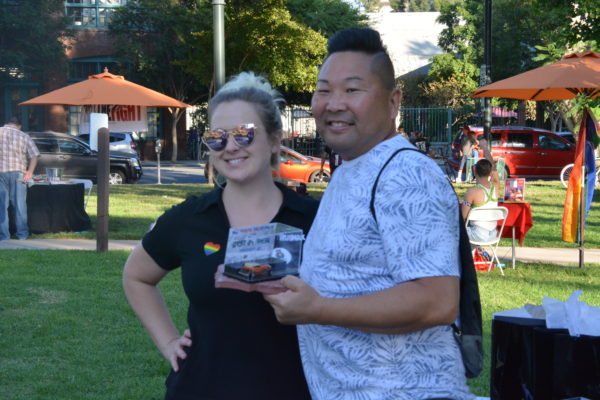 Winner of Best in Show award for car show with Rusnak presenter at San Gabriel Valley Pride