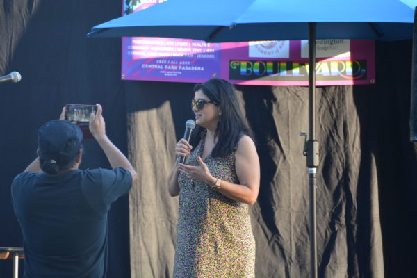 Vice Mayor Denise Menchaca onstage at San Gabriel Valley Pride 2019