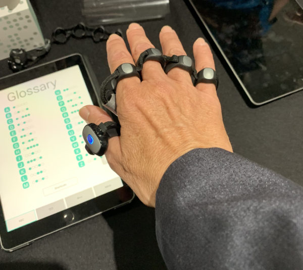 hand wearing a sensor on each finger at TechDay LA 2019