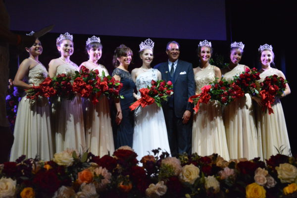 2020 Royal Court onstage with Tournament of Roses® President Laura Farber