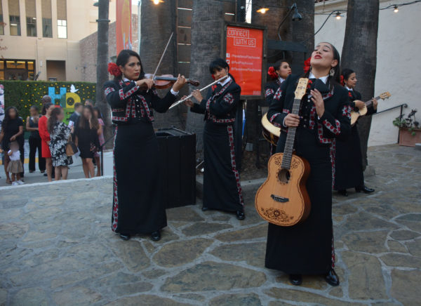 Mariachi Divas all-female mariachi band perform on plaza of the Pasadena Playhouse
