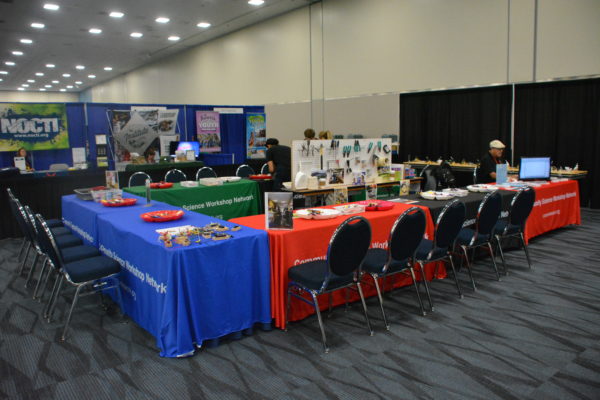 Makerspace tables set with project supplies