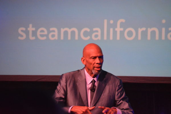 Kareem Abdul-Jabbar speaking closeup