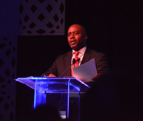 Tony Thurmond closeup at lectern