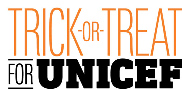 Trick or Treat for UNICEF logo in black and orange on white background