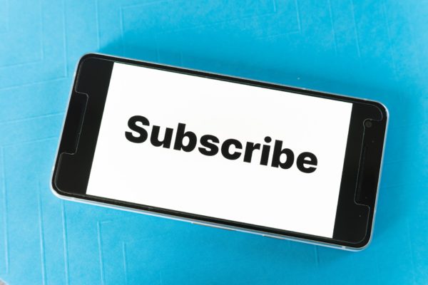 Cell phone with "Subscribe" on the screen