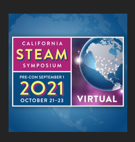 Logo for Cailfornia STEAM Symposium with lighted-up globe