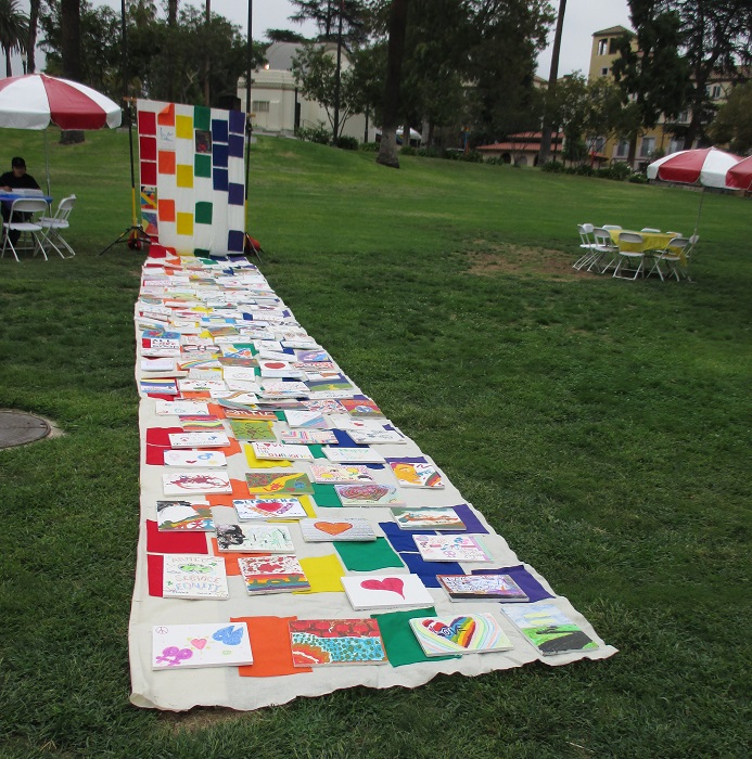 Big Draw L.A. "Yellow Brick Road" of tiles with support messages
