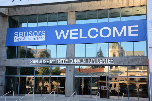Banner welcomes visitors to Sensors Expo, McInery Conference Center, 2016