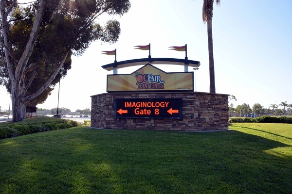 "Imaginology Gate 8 on Orange County Fair marquee