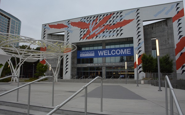 San Jose Convention Center with Welcome SENSORS Expo banner