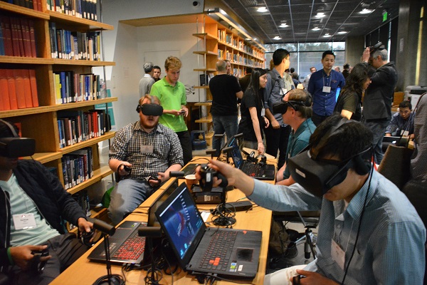 Caltech virtual reality demonsration in the library