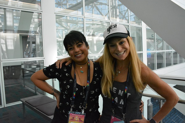 Robyn Janz and Georgia Van Cuylenberg of Girls Make VR in the lobby of the Los Angeles Convention Center during VRLA 2018